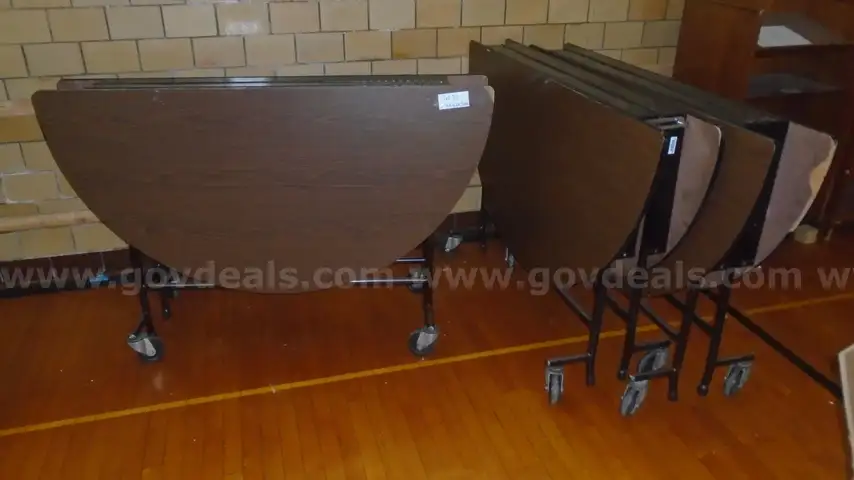 3 Folding Round Cafeteria Tables