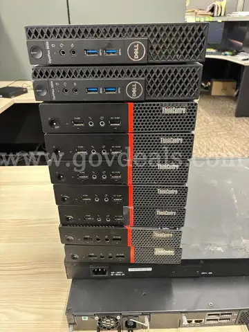 Lot of 9 Micro PCs, (5 Lenovo ThinkCentre AMD Ryzen Pro, 2 Lenovo ThinkCentre Intel Core i3, and 2 Dell OptiPlex 3050)