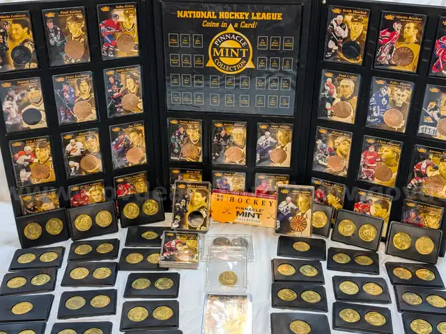 1996 Pinnacle Mint Coins &#x26; Cards Hockey-Gold-Silver-brass coins-large lot