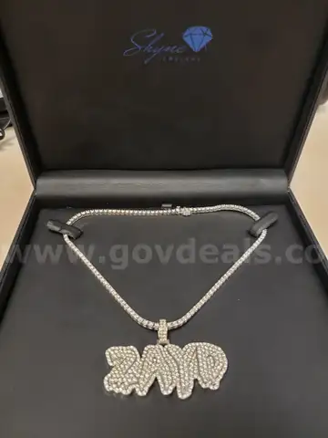 10k White Gold Tennis Necklace with 10k white gold pendant