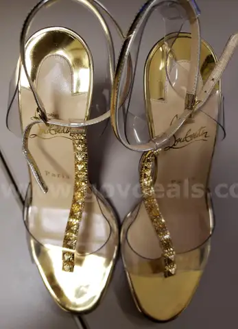 Christian Louboutin Jamais Assez PVC Gold Leather Sandals