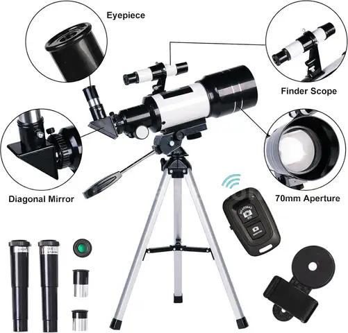 Free Shipping - NEW factory Sealed - Portable 70mm Refractor Telescope with Phone Adapter