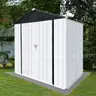 FREE SHIPPING - NEW - 4x6 FT Metal Outdoor Storage Shed w/ Apex Roof & Lockable Doors – White/Black