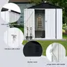 FREE SHIPPING - NEW - 4x6 FT Metal Outdoor Storage Shed w/ Apex Roof & Lockable Doors – White/Black