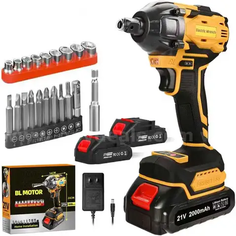 Free Shipping - New Factory Sealed 21V Cordless Impact Wrench – 1/2" Drive, Brushless Motor, 300Nm, 2 Batteries
