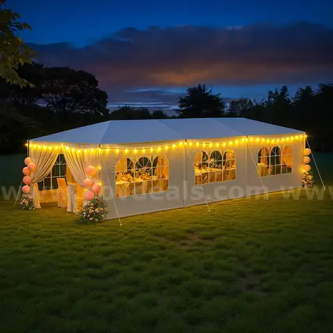 FREE SHIPPING - 10x30 Ft Outdoor Canopy Tent, For Events with 8 Side Removable Walls, Waterproof Canopy