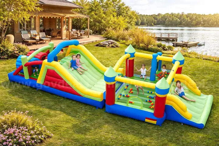 Free Shipping - NEW Extra Large Kids Inflatable Bounce House with Dual Slides & Obstacle Course