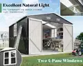 FREE SHIPPING - NEW - 10x12x7 FT Metal Outdoor Storage Shed w/ Double Doors, Windows & Transparent Panels – Dark Gray