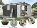 FREE SHIPPING - NEW - 10x12x7 FT Metal Outdoor Storage Shed w/ Double Doors, Windows & Transparent Panels – Dark Gray