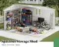 FREE SHIPPING - NEW - 10x12x7 FT Metal Outdoor Storage Shed w/ Double Doors, Windows & Transparent Panels – Dark Gray