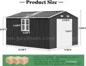 FREE SHIPPING - NEW - 10x12x7 FT Metal Outdoor Storage Shed w/ Double Doors, Windows & Transparent Panels – Dark Gray