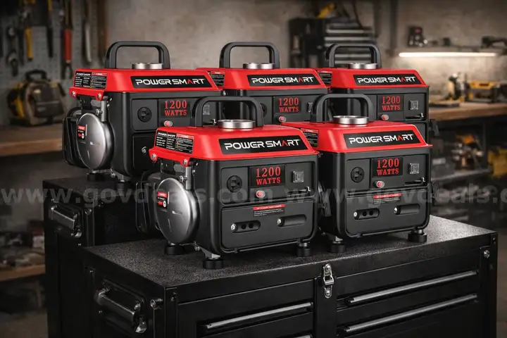 FREE SHIPPING – LOT OF 5 - NEW 1200-Watt Portable Generator, Super Quiet, 37lb Lightweight, 5hr Runtime, 120V/12V