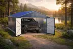 FREE SHIPPING - NEW - 12x20 Enclosed Metal Carport Steel Garage Shed Vertical Roof