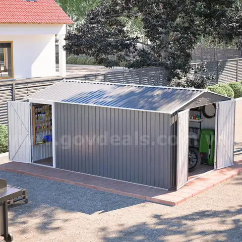 FREE SHIPPING - NEW - 10x14 Metal Storage Shed w Floor Frame Side Door Lockable