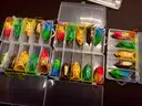 Free Shipping New Lot of 25 Hollow Body Frog Fishing Lures w Case Top Water