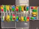 Free Shipping New Lot of 25 Hollow Body Frog Fishing Lures w Case Top Water