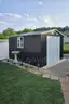 FREE SHIPPING - NEW - 10x12x7 FT Metal Outdoor Storage Shed w/ Double Doors, Windows & Transparent Panels – Dark Gray