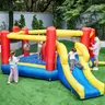 FREE SHIPPING NEW- Inflatable White Bounce House for Kids w Blower-Portable, Large Ball Pool and Jump Space 3in1 Bouncy