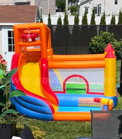 FREE SHIPPING - NEW - Inflatable Bounce House Water Slide &#x2013; Backyard Water Park for Kids with Slide, Pool