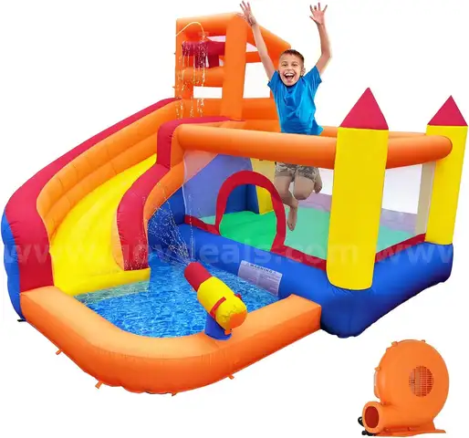 FREE SHIPPING - NEW - Inflatable Bounce House Water Slide &#x2013; Backyard Water Park for Kids with Slide, Pool