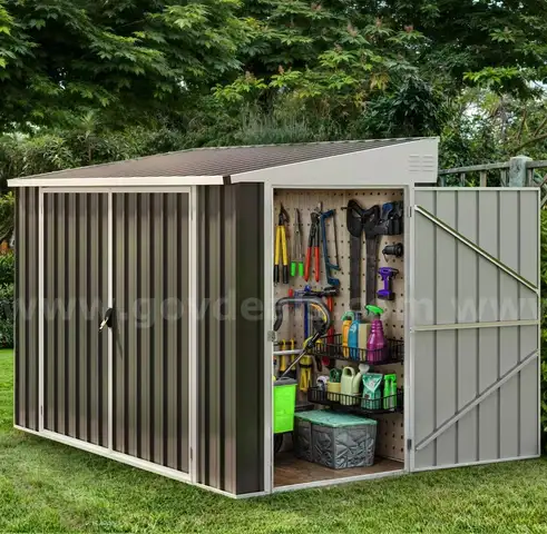 FREE SHIPPING - BRAND NEW - 8&#x27;x4&#x27; outdoor metal tool shed with 3 doors, 148 cu. ft. storage capacity