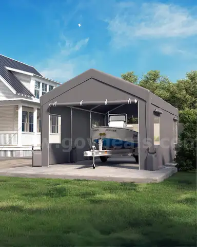 FREE SHIPPING - NEW - 10 &#xD7; 20 &#xD7; 11 ft Portable Garage Carport Canopy STEEL FRAME w Sidewalls and Doors