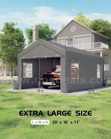 FREE SHIPPING - NEW - 12x20 ft Portable Garage Carport Canopy with Sidewalls and Doors