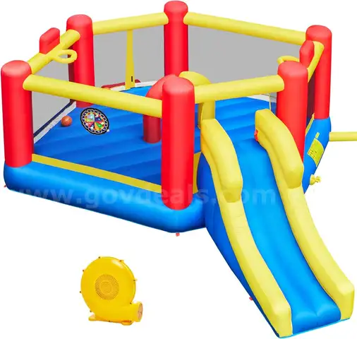 FREE SHIPPING NEW- Inflatable White Bounce House for Kids w Blower-Portable, Large Ball Pool and Jump Space 3in1 Bouncy