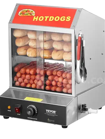 Ships Free in USA - Brand New Hot Dog Steamer 28.5QT – 2-Tier Stainless Steel Hot Dog & Bun Warmer