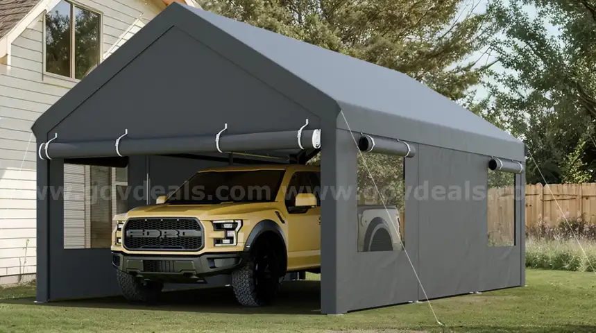 FREE SHIPPING - NEW - 12x20 ft Portable Garage Carport Canopy with Sidewalls and Doors