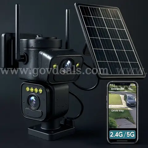 Free Shipping - NEW - Dual Lens 2K WiFi Outdoor Security Camera – 5G/2.4G, Solar Powered, Night Vision, Motion Detection