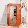 Factory Sealed &#x2013; FREE Shipping - Infrared 1-Person Home Sauna, 800W, Okoume Wood, LED, Speakers, Glass Door
