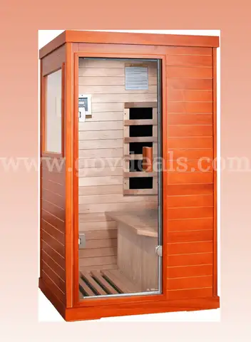 Factory Sealed &#x2013; FREE Shipping - Infrared 1-Person Home Sauna, 800W, Okoume Wood, LED, Speakers, Glass Door