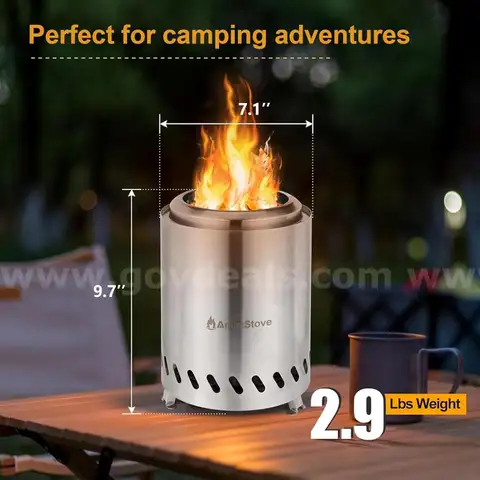 Ships Free in USA - Brand New Tabletop Fire Pit, Low Smoke Outdoor Mini Stove, Wood or Pellet Fueled, 9.7x7.1in
