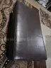 Lot of 2 Upholstered Ottomans - Dark Brown Faux Leather, Used Condition