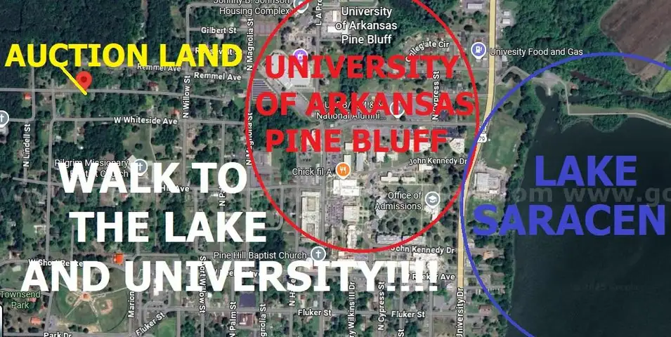 WALK TO THE UNIVERSITY &#x26; THE LAKE! Partly Cleared Level City LOT!  Nr Parks, River, Golf, in Boomtown Pine Bluff, AR! NR