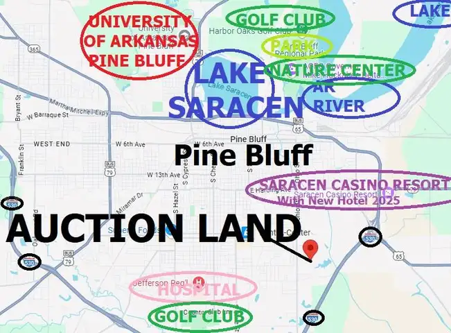 WALK TO THE PARK!  Partly Cleared LAND! Near LAKE! SCHOOLS! RIVER! PARKS! CASINO! In BOOMTOWN Pine Bluff, AR! NO RESERVE