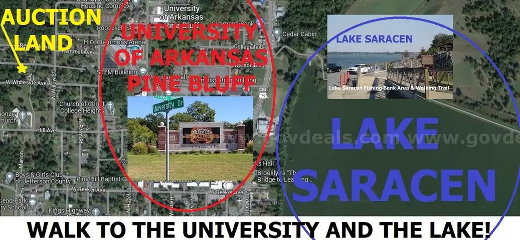 WALK TO THE LAKE &#x26; THE UNIVERSITY! Partly Cleared Level City LOT!  Nr Parks, River, Golf, in Boomtown Pine Bluff, AR! NR