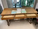 Antique Wood Drafting Desk, 3 Drawer - 30&#x22; wide x 82&#x22; long x 45&#x22; high