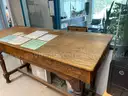 Antique Wood Drafting Desk, 3 Drawer - 30&#x22; wide x 82&#x22; long x 45&#x22; high