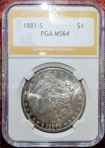 Stunning 1881-S Morgan Silver Dollar PGA Graded MS 64
