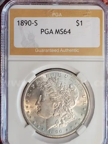 Stunning 1890-S Morgan Silver Dollar PGA Graded MS 64