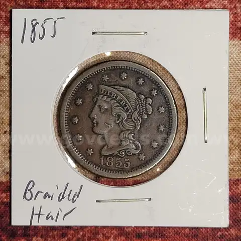 Beautiful 1855 Braided Hair Large Cent
