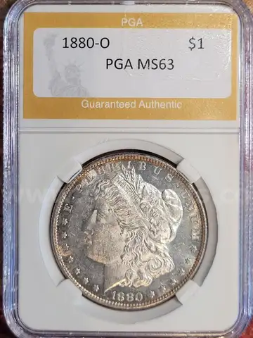 Stunning 1880-O Morgan Silver Dollar PGA Graded MS 63