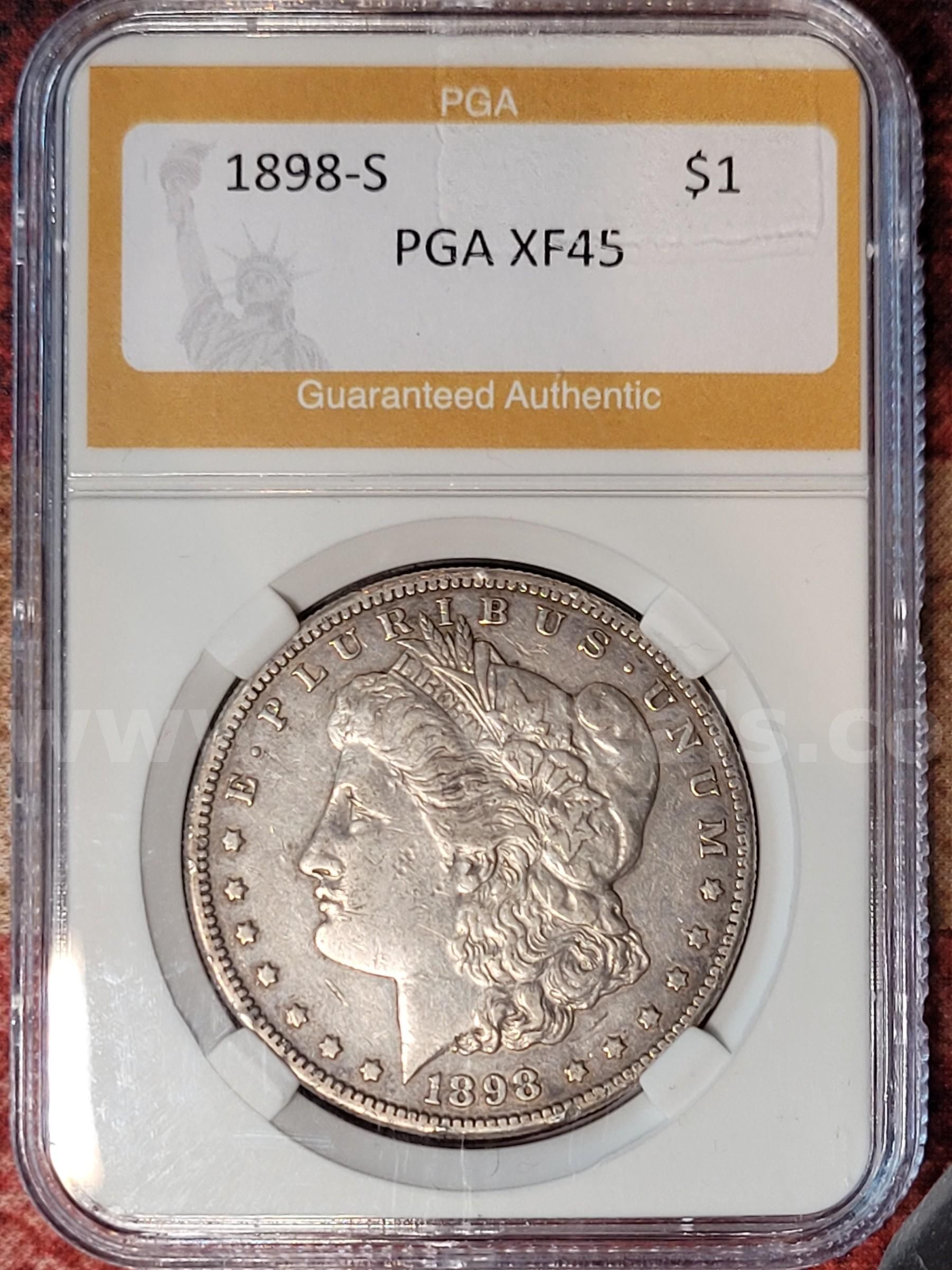UKorgMONO盤　THE UNITED STATES OF AMERICA Stunning 1898-S Morgan Silver Dollar PGA Graded XF45 | GovDeals