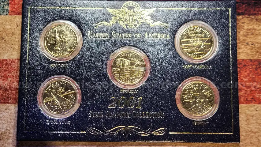 Beautiful Gold Plated 2001 State Quarter Coin Set