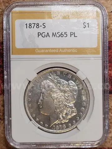 Stunning 1878-S Morgan Silver Dollar PGA Graded MS 65 PL