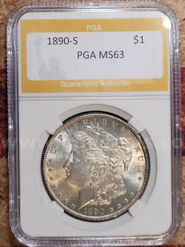 Stunning 1890-S Morgan Silver Dollar PGA Graded MS 63