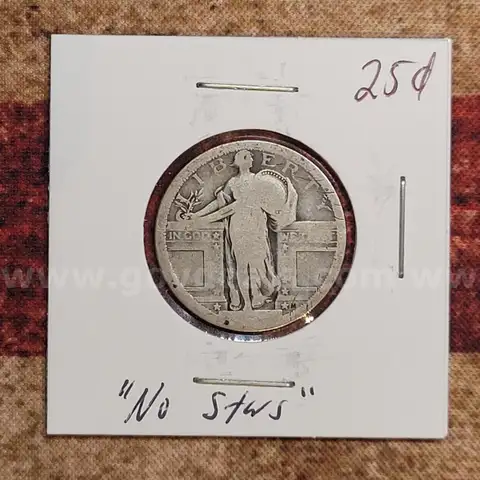 Rare Old Standing Liberty Quarter &#x22;No Stars&#x22;