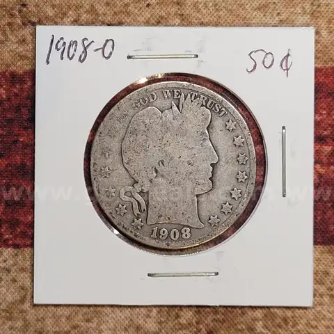Nice Old Silver Barber Half Dollar 1908-O